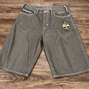 Coogi Australia Mens Gray Denim Shorts Embroidered‎ Anchor Baggy Y2K Hip Hop W38